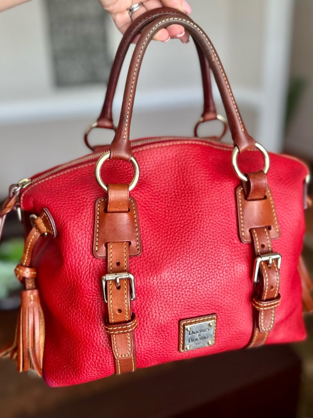Dooney & Bourke Red Pebbled Leather Bristol Satchel